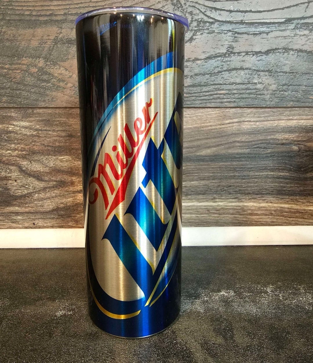 Miller Lite Blue 20oz On Silver North Mountain Design Company